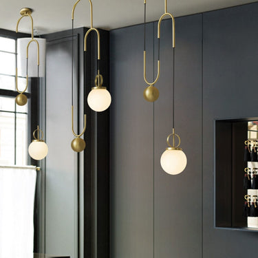 Electroplating Bronze Stretchable Glass Pellet Chandelier